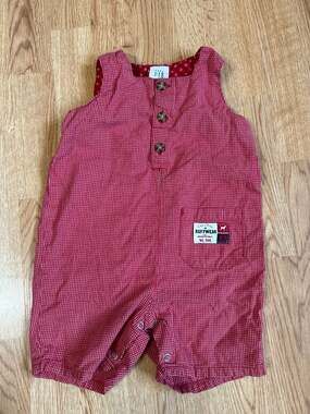 Baby Gap Vintage Red Gingham Ruffwear K9 Patch Button Front Romper 18-24 Months